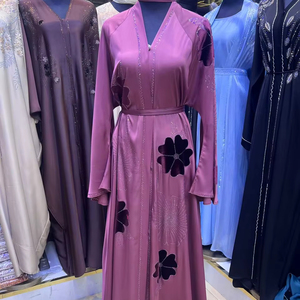 Abaya de Alta Calidad, Modesta, Estilo Dubái, con Cuentas y Lentejuelas, Manga Larga, Tradicional Musulmana, Hecha a Mano, para Boda, de Poliéster Transpirable, Cuello en V, para Mujer - Product Image 1