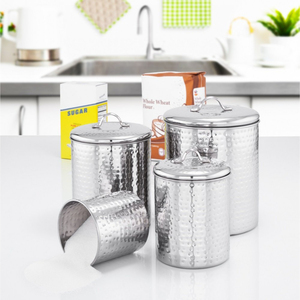 Hammered Copper Plated 3 Piece Canister Set Airtight <b>Kitchen</b> Food <b>Storage</b> <b>Containers</b> For Flour Sugar Coffee Tea Reasonable Price - Product Image 3