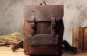 Luxury Custom Genuine Leather Backpack Mens Laptop Bag Durable Travel <b>Rucksack</b> Outdoor Real Leather Daypack Bag LBK-0110 - Product Image 2