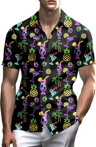 Chemise homme à manches courtes, imprimé plage, élastique, décontractée, boutonnée, été, vacances, colorée, légère, haut pour homme, chemise de plage pour la natation - Product Image 2
