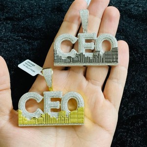 จี้เงินแท้ 925 ชุบโรเดียม ประดับเพชรโมอิสซาไนต์ VVS ดีไซน์ CEO Letter  เครื่องประดับฮิปฮอป สำหรับทุกเพศ เหมาะสำหรับใส่ทุกวัน - Product Image 1