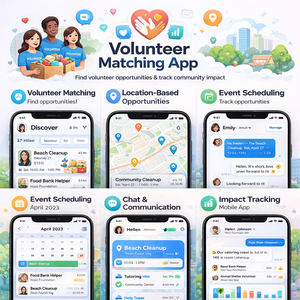 บริการพัฒนาแอปจับคู่อาสาสมัคร ระบบแอนดรอยด์และไอโอเอส สำหรับแพลตฟอร์มสร้างความสัมพันธ์ในชุมชน - Product Image 1