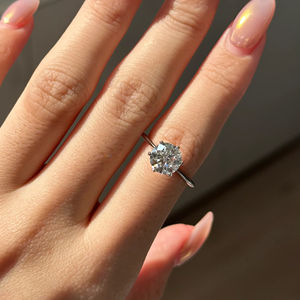 Anillo de Compromiso Solitario con Diamante Cultivado en Laboratorio de 2 Quilates, Corte Redondo, Certificado IGI, Color D E, Banda de Corte de Cuchilla, 6 Puntas, Anillo de Oro Personalizado - Product Image 5