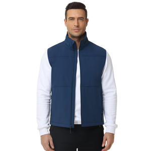 Latest Design Softshell Vests <b>Navy</b> Blue Color Zipper Up Casual Wear Stand Collar Breathable Windbreaker Softshell <b>Waistcoats</b> - Product Image 1
