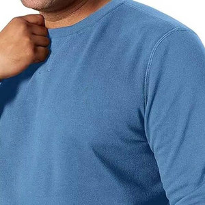 Sweat-shirt à col rond uni pour homme, coupe classique, manches longues, tricot en coton décontracté, vêtements d'automne - Product Image 6