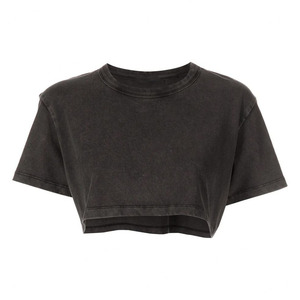 Débardeur court noir à col rond pour femme, couleur unie, tricoté, 100% coton, longueur courte, débardeur personnalisé avec logo pour femme - Product Image 1