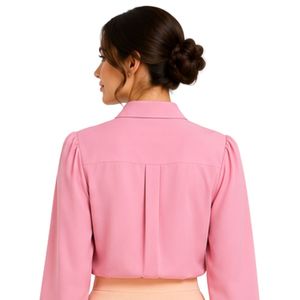 Custom Pink and <b>Peach</b> Women Embroidered Blouse and Maxi Skirt Set Long Sleeve Button Up High Waist Modest Two Piece Outfit OEM - Product Image 6