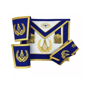 Conjunto Masónico de Alta Calidad para Maestro de Logia: Mandil de Cuero, Collarín, Guantes, Insignias Bordadas a Máquina, Insignias de Tela Duradera y Luces LED Intermitentes - Product Image 4
