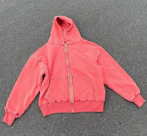 Pantalon de survêtement évasé et sweat à capuche oversize 100 % coton, personnalisés par le fabricant, effet vieilli, délavé soleil, zippé, haute qualité - Product Image 2