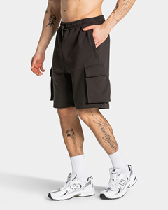 Lift Cargo <b>Shorts</b> with Elastic Waist & Drawstring, 360 GSM Heavy Cotton, Regular Fit, Zipped Pockets & Side <b>Patch</b> Cargo Style - Product Image 1