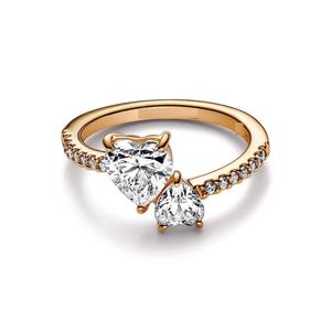 Bague personnalisable en argent 925 plaqué platine/or pour femme, forme cœur, style hip-hop, avec diamant Moissanite VVS1, pour mariage et anniversaire - Product Image 1