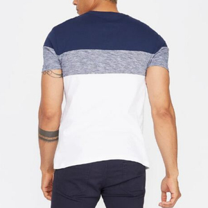 Camisetas de verano para hombre de alta calidad, 100% algodón, combinación de tres colores, amarillo, con parche en el bolsillo, cuello redondo personalizado, una bolsillo. - Product Image 4