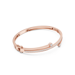 Rose Gold Lab Grown Diamond Tennis Hinged <b>Bangle</b> <b>Bracelet</b> for Women Luxury Fine Jewelry - Product Image 4
