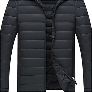 Winter Men 100% Nylon Breathable <b>Warm</b> Stand Collar Patchwork Puffer Jacket - Product Image 1