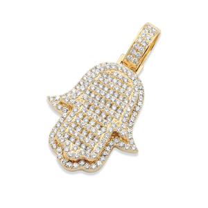 Colgante de Moissanita de Venta Caliente, Joyería con Diseño de Mano de Hamsa Adorable, Colgante con Incrustaciones de Diamantes de Color/Claro FG/VS, Oro de 14k, Joyería al por Mayor - Product Image 4