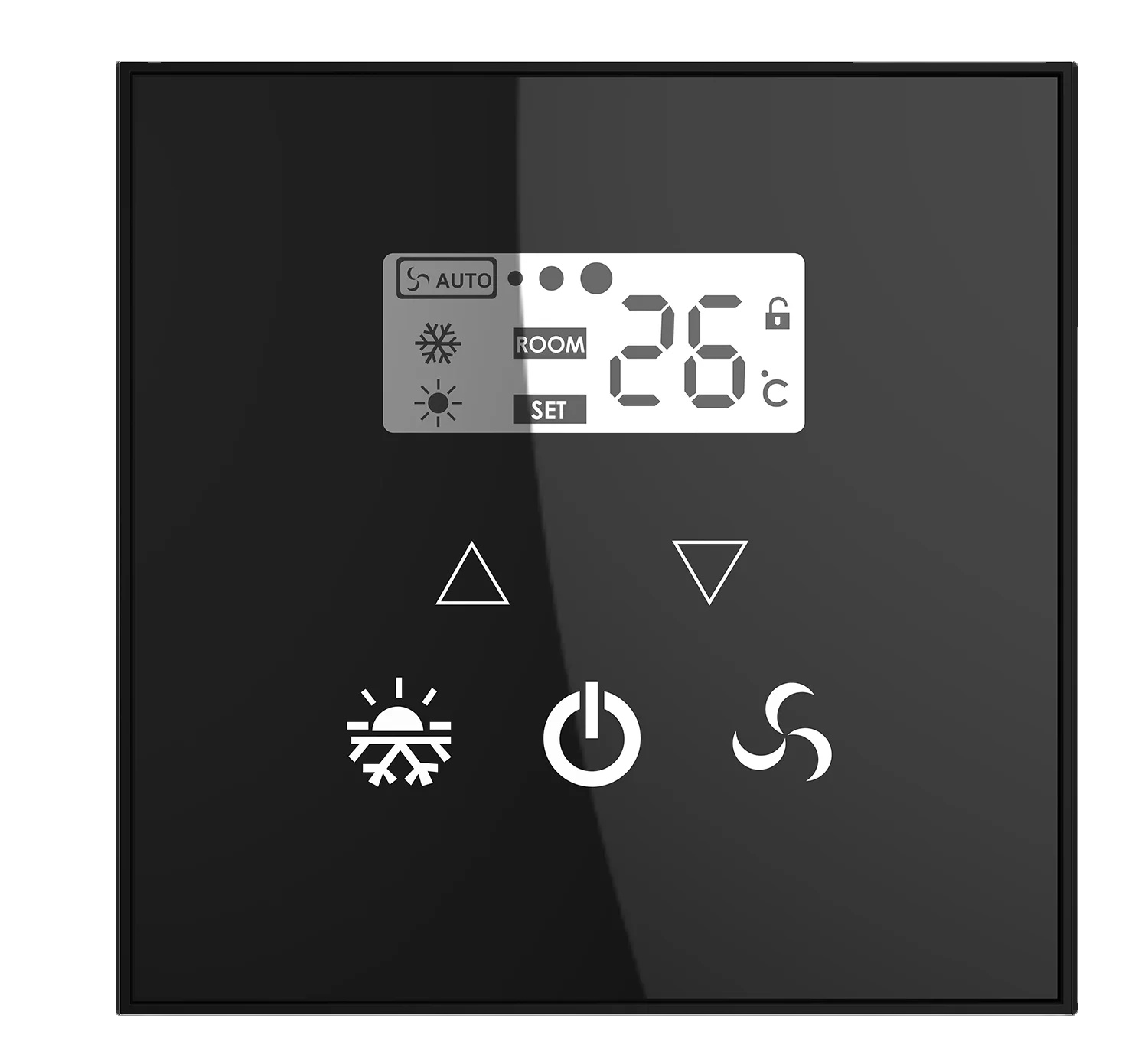 Modern Hotel Room Smart Thermostat Controller Panel HVAC Thermostat Touch for Hotels and Hospitals Export From India by Fox Domotics Private Limited