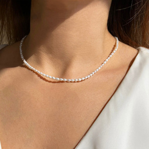 Collar de Perlas de Imitación de Una Sola Capa, Simple y Versátil para Mujer, Estilo Nicho de Instagram, Perla Ovalada, Moda Transfronteriza - Product Image 4