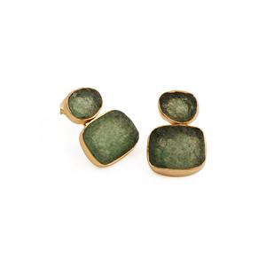 Boucles d'oreilles pendantes à double pierre faites à la main brut vert fraise Quartz pierre de naissance pierre précieuse léger mode bijoux - Product Image 4