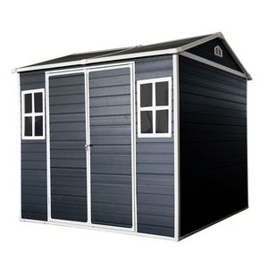Casetta da Giardino in Resina 8 x 6 Piedi con Pavimento Impermeabile, Due Finestre e Porta con Serratura - per Deposito Attrezzi in Giardino e Patio - Product Image 2
