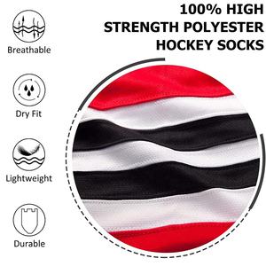 Chaussettes de hockey sur glace personnalisées pour hommes et femmes Chaussettes de hockey sur glace rouges, blanches et noires, toutes couleurs, sublimation complète - Product Image 3