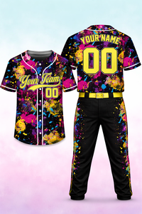 Camiseta de Béisbol Personalizada para Hombre con Logotipo, Diseño Vibrante con Salpicaduras de Pintura, Uniforme con Nombre y Número, Tallas Grandes, Suministro OEM - Product Image 2