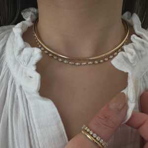 Marquise Cut Lab Diamond Tennis Necklace 10K 14K 18K Solid Gold Adjustable 14-16 inches Classic Style Statement <b>Choker</b> Wholesale - Product Image 4