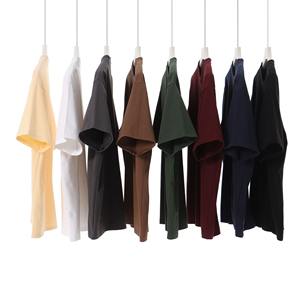 เสื้อยืดโลโก้แบบกำหนดเองสำหรับผู้ชาย 240GSM เสื้อยืดเปล่าเรียบง่าย ระบายอากาศได้ดี ทรงโอเวอร์ไซส์ สไตล์ลำลอง คอวีถัก สำหรับผู้ชาย - Product Image 2