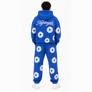 Survêtement personnalisé pour homme avec logo, imprimé floral en relief, broderie 3D, respirant, motif graphique intégral, streetwear, survêtement personnalisé - Product Image 2