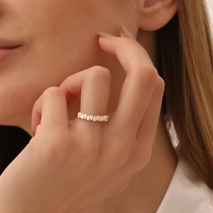 0.67 CT Pear Shape Half Eternity Diamond Band 14k Solid Gold _ Stackable <b>Ring</b>_ Diamond Anniversary Band _ Diamond Wedding <b>Ring</b> F - Product Image 4