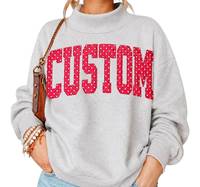 Pull à col montant pour femme, coupe oversize, à manches longues, avec patch à lettres et points personnalisé, style décontracté