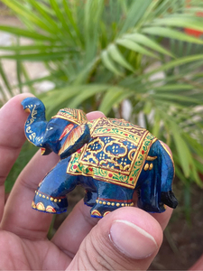 Hand Carved Hand Painted Eco-Friendly Lapis Lazuli <b>Elephant</b> Figurine Statue Lucky Gemstone Halloween Christmas <b>Decor</b> OEM ODM - Product Image 4