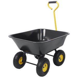 Carrello da Giardino Grande con Capacità di 270 kg, Ruote da 10 Pollici, Carrello Ribaltabile in Metallo Nero per Giardinaggio e Costruzioni - Product Image 3