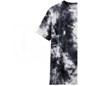 Camiseta de Manga Corta con Cuello Redondo y Estampado Tie-Dye para Hombre, Informal, de Punto, Corte Regular, con Patrón en Blanco y Negro - Product Image 3