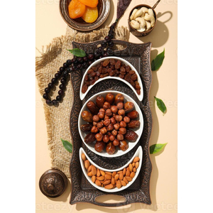 Plateau de service artisanal en métal pour le Ramadan, avec amandes, noix de cajou, raisins secs, dattes et noix – Offre spéciale - Product Image 5