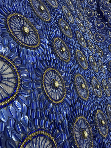 Nouvelle conception de robe de mariée en dentelle bleue et or 2026, tissu brodé fait main, sur mesure, fabriqué par un fabricant - Product Image 4