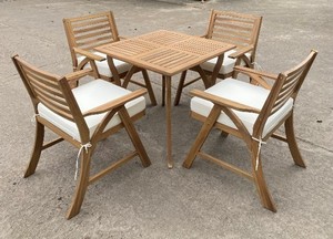Acacia Wooden Dining Table <b>Set</b> 4 Person Square Outdoor Chair <b>Set</b> Patio <b>Restaurant</b> Furniture - Product Image 1