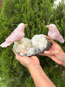 Escultura de Pájaro de Cuarzo Rosa Natural con Picos de Calcita y Cristal de Apofilita, Decoración, Proveedor Mayorista OEM ODM - Product Image 4
