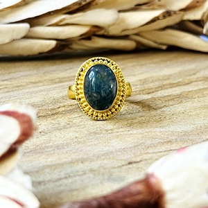 Unique Design Labradorite <b>Rings</b> Tribal Brass Jewelry Women 18k Gold Plated Vintage Beaded <b>Statement</b> Band <b>Ring</b> Wholesale/OEM/ODM - Product Image 1