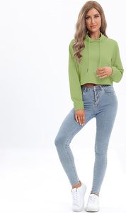 <b>Bulk</b> Custom Women Hooded Crop Top Trendy Street Style Sweatshirt Supplier - Product Image 4