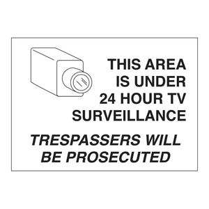 Panneau d'avertissement de surveillance TV 24h/24 Brady, 10x14 pouces, panneau de zone de sécurité en polycarbonate - Product Image 1