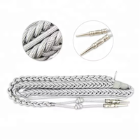 Neat Stitched Exquisite Fine Workmanship Factory Direct Sale Silver Metallic Yarn with Silk Black Cross Uniform Aiguillettes