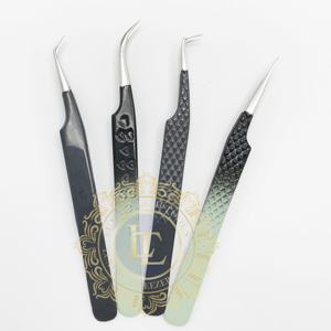 LUXE LASH TOOLS Ombre Poudre Revêtement Argent Pointe Courbe 90 Degrés Volume Pince À Épiler Fait Main En Acier Inoxydable Durable Pince À Cils - Product Image 4