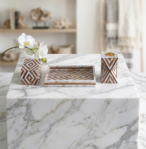 Venta de Fábrica Nuevo Diseño Bandeja Rectangular de Nácar para Servir Mobkhar, Juego de Cajas MOP con Incrustaciones de Nácar y Madera, Color y Tamaño Personalizables - Product Image 1