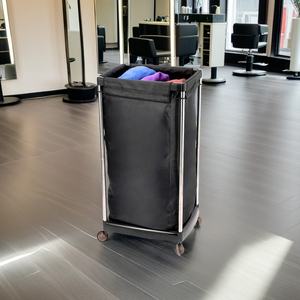 Chariot <span class=keywords><strong>à</strong></span> serviettes roulant pour salon avec <span class=keywords><strong>sac</strong></span> en tissu amovible, chariot <span class=keywords><strong>de</strong></span> blanchisserie robuste <span class=keywords><strong>à</strong></span> structure métallique pour spa et salon <span class=keywords><strong>de</strong></span> coiffure - Product Image 3