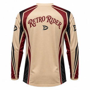 เสื้อเจอร์ซีย์วิบาก OEM Retro Motocross หมายเลข 67 แบบ Sublimation สำหรับแข่งรถวิบาก MX สีครีมวินเทจ แขนยาว ระบายอากาศได้ดี - Product Image 3
