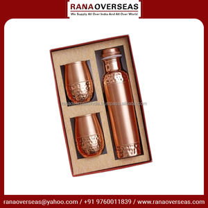 Botella de agua de cobre puro de gama alta y Juego de 2 regalos de vidrio Calidad superior Múltiples opciones de color Perfecto para regalos de vacaciones - Product Image 3