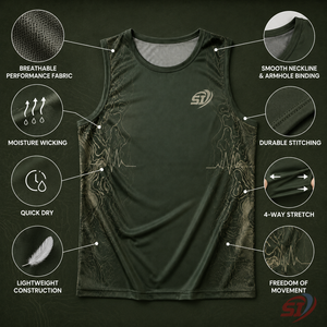 <b>Men</b>’s Topographic Print Sports Tank Top Lightweight Quick Dry Running <b>Singlet</b> Supplier - Product Image 6