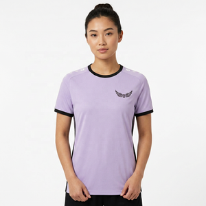 Men's Light <b>Purple</b> Short Sleeve Sport <b>T</b>-<b>Shirt</b> With Wing Logo Quick Dry Regular Fit Knitted Polyester O-Neck - Product Image 5