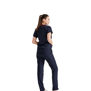 Ensemble médical Premium Solid Trader : pantalon et haut à taille élastique pour le personnel soignant actif – Style uni pour uniforme d'hôpital - Product Image 4