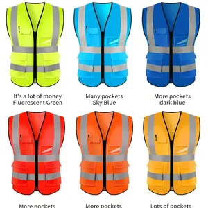 Gilet de sécurité réfléchissant haute visibilité en jaune, orange, bleu, rouge, vert pour vêtements de travail pour hommes - Product Image 5
